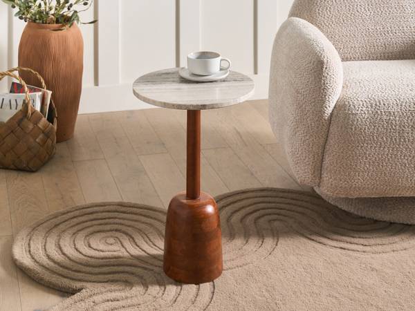 Beistelltisch HARTWELL Beige - Braun - Massivholz - 36 x 54 x 36 cm