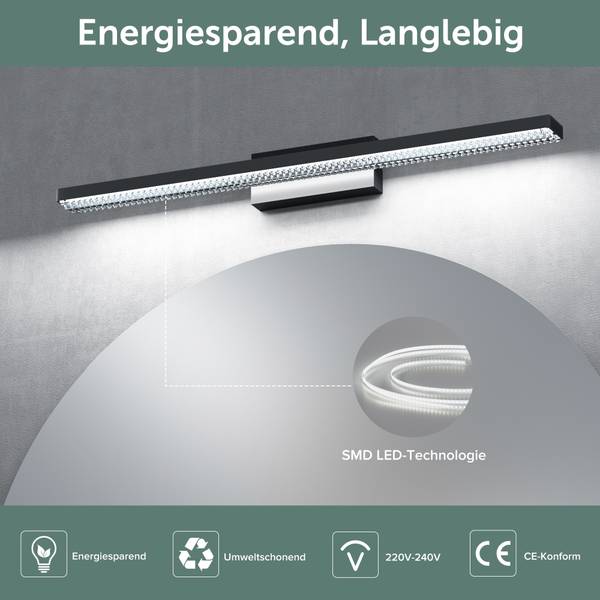 Wandleuchte Leuchtschein Schwarz - Flammenanzahl: 70