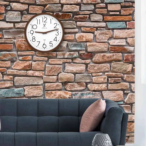 Funk-Wanduhr KRONBERG Braun - Weiß - Glas - Metall - Massivholz - 30 x 30 x 4 cm