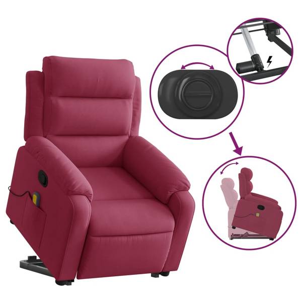 Massagesessel mit Aufstehhilfe 3032395-2 Rot - Rotbraun