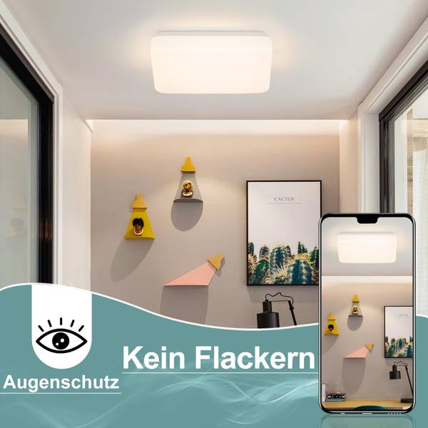 LED Deckenleuchte Uethy Weiß - Eisen - Polyester PVC - 21 x 6 x 21 cm