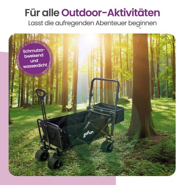Bollerwagen Trail Schwarz - Metall - Textil - 44 x 57 x 97 cm