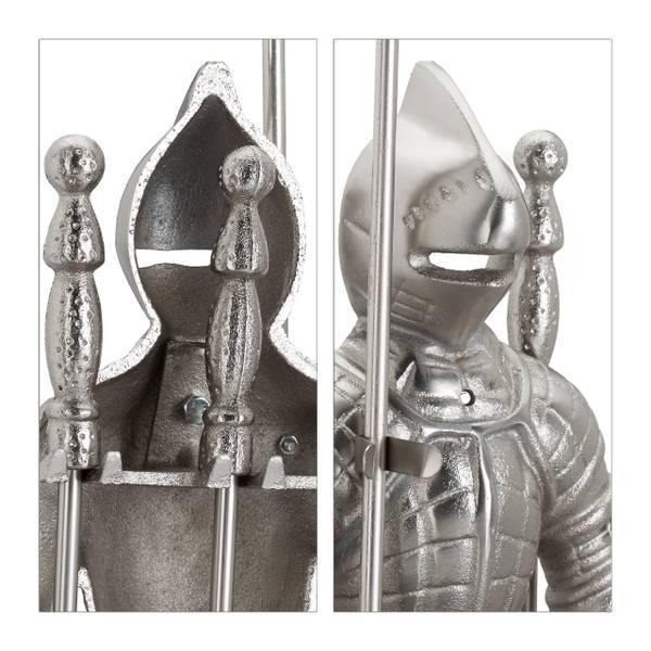 Ensemble serviteur de cheminée 4 pièces Noir - Argenté - Fonte - 21 x 72 x 13 cm