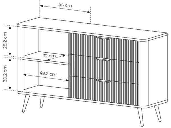 Kommode LATINA Breite: 138 cm - Schwarz