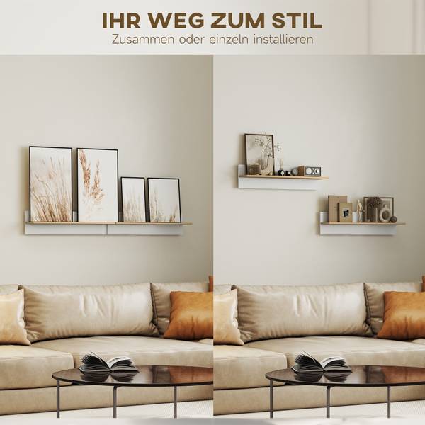 Wandregal 83C-163V90WT 2-er Set Weiß - Holzwerkstoff - 17 x 20 x 80 cm