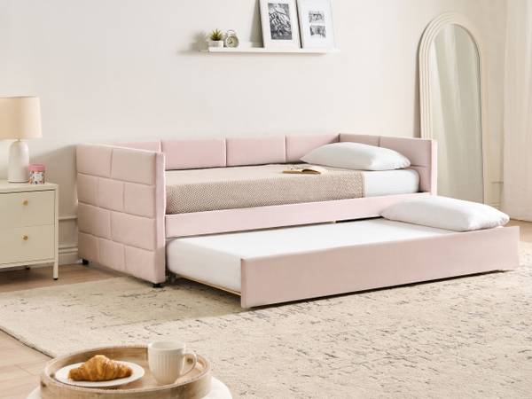 Einzelbett CHAVONNE Pink - Textil - 99 x 76 x 218 cm