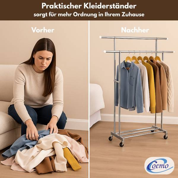 Kleiderständer rollbar Silber - Metall - 160 x 160 x 42 cm