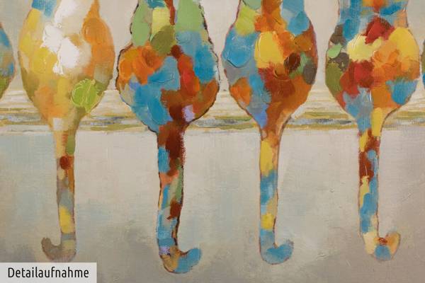 Acrylbild Handgemalt Katze Jec Baumwollstoff - 120 x 60 x 4 cm