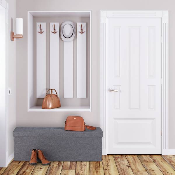 Sitzbank mit 3 Fächern Grau - Polyester - 114 x 39 x 38 cm