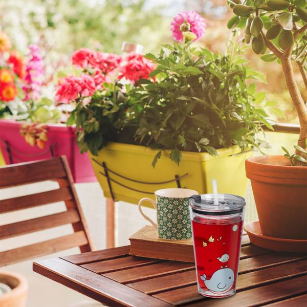 4x verres pour enfant motif de baleine Rose foncé - Turquoise - Silicone - 9 x 16 x 10 cm