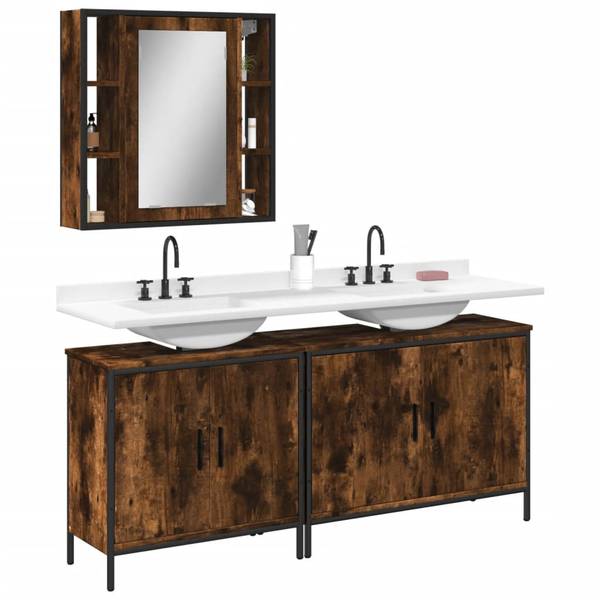 Badmöbel 3033721 3-teilig Braun - Holzwerkstoff - 16 x 60 x 60 cm