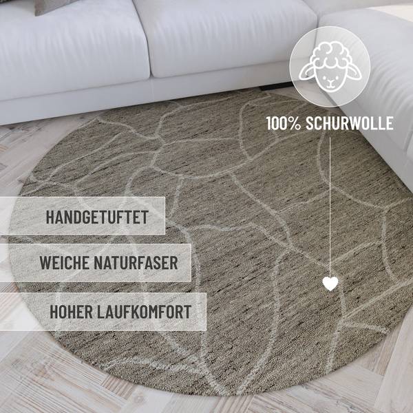 Kurzflorteppich Hamptons FORTYONE Grau - Wolle - 180 x 2 x 180 cm