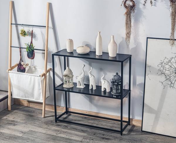 Konsolentisch OXFORD Schwarz - Metall - 80 x 80 x 27 cm