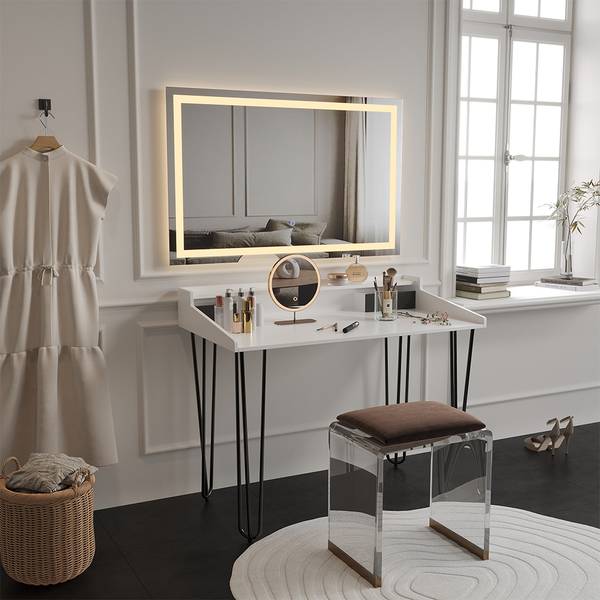 Schminktisch Sannar 49417 Schwarz - Weiß - Holzwerkstoff - 110 x 90 x 60 cm