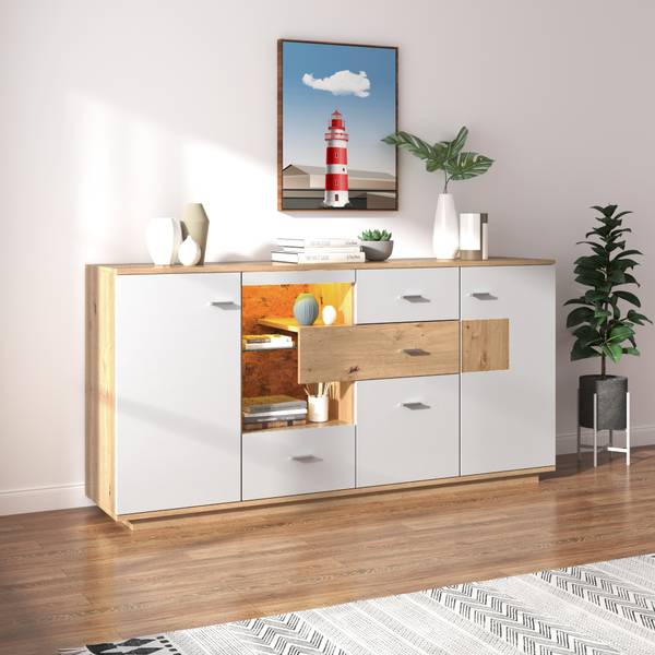 Sideboard M1647 Beige - Holzwerkstoff - 160 x 77 x 40 cm