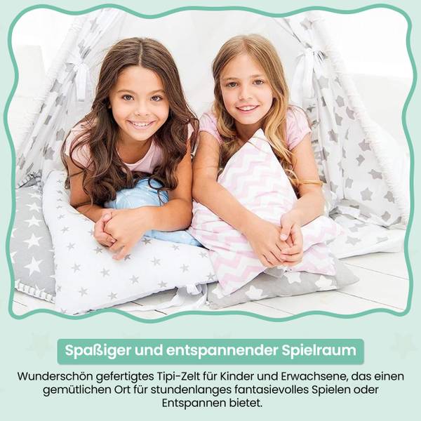 Tipi-Zelt Mit Kissen Indoor Grün