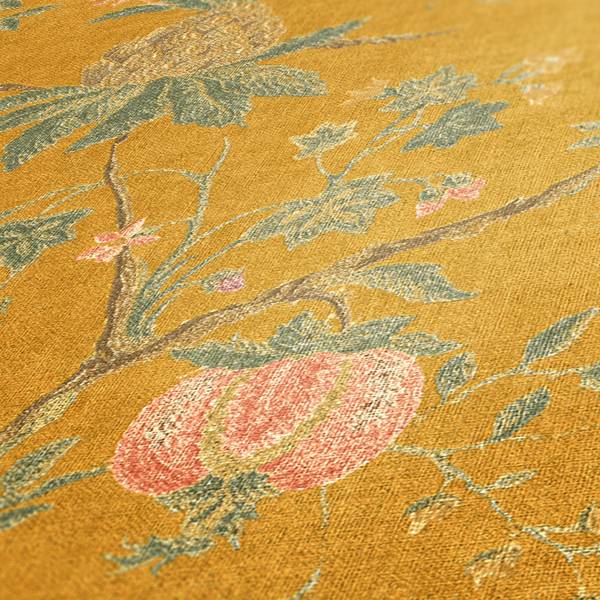 Landhaus-Tapete Blumen mit Früchten Grün - Gelb - Fleece - 53 x 1005 x 1 cm