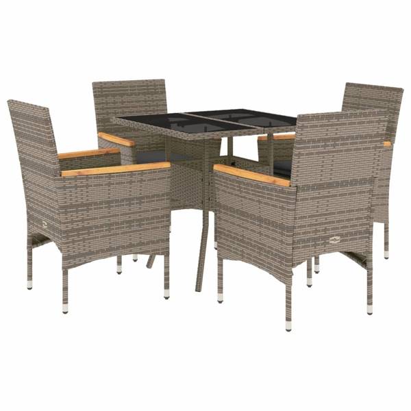 Garten Essgruppe 3037840-2 (5-teilig) Grau - Akazie - Stahl - 80 x 75 x 80 cm