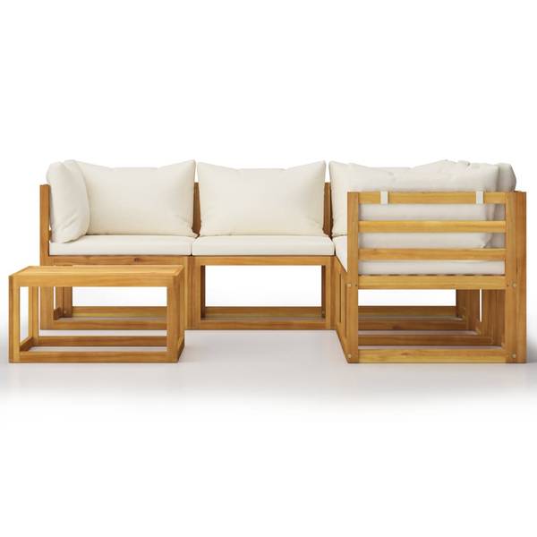 Garten-Lounge-Set 3009697-12 6-teilig Weiß - Polyester - Akazie - 68 x 29 x 68 cm