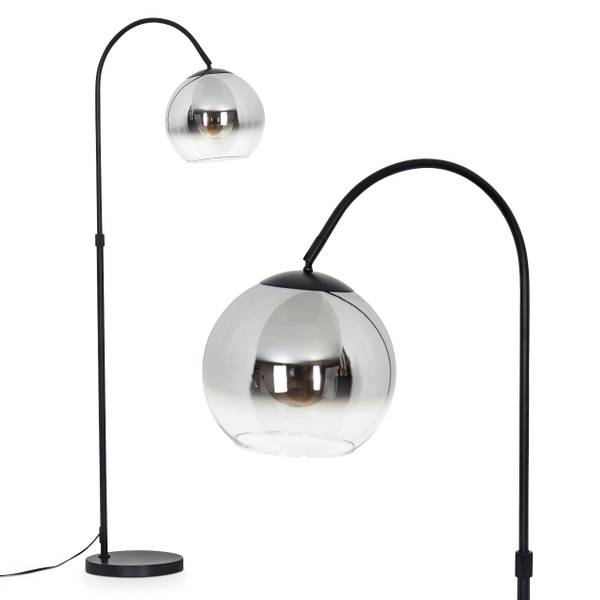 Stehlampe Cesaro Grau - Silber - Metall - 11 x 141 x 105 cm