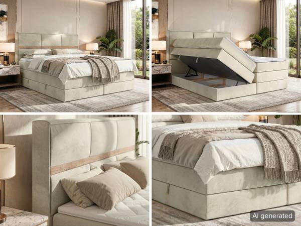 Boxspringbett ORVO KING Beige - Creme - Breite: 160 cm - H4