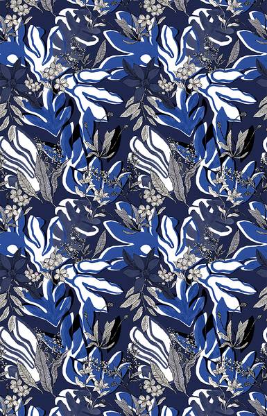 Panorama-Tapete  Aquatic Flowers Schwarz