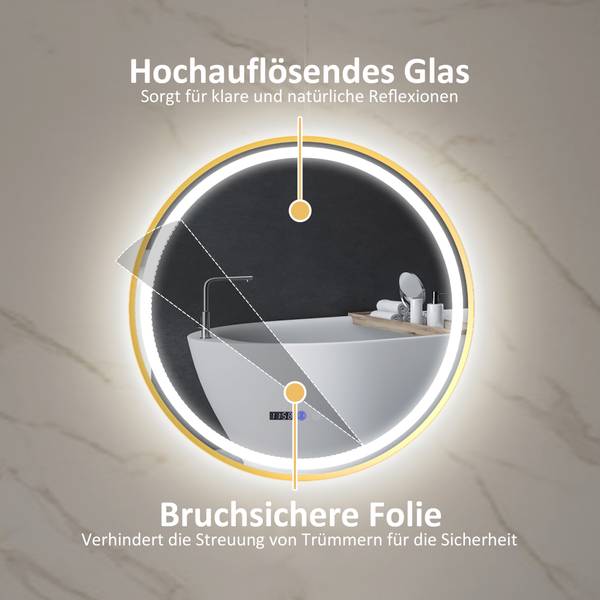 Badezimmerspiegel 834-811V00GD Gold - Glas - 4 x 60 x 60 cm