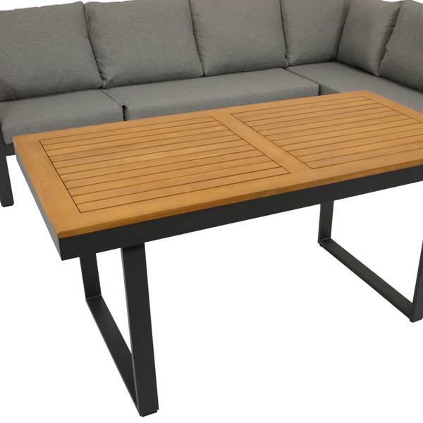 Gartengarnitur KAMPALA 2-teilig Grau - Webstoff - Akazie - Aluminium - 252 x 71 x 187 cm