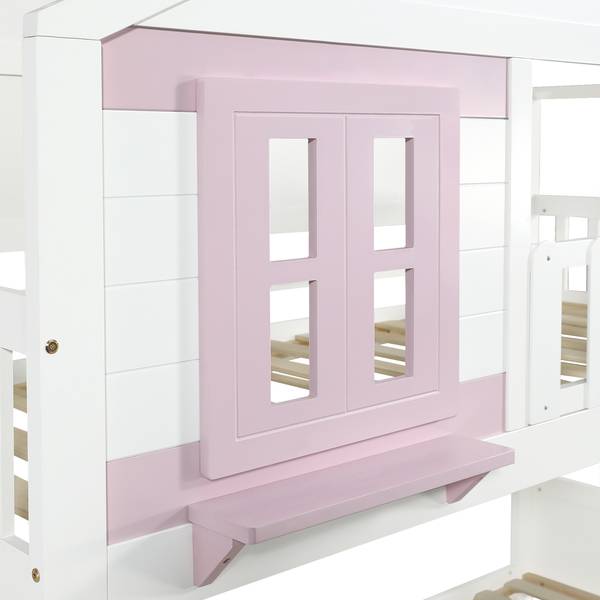 Etagenbett Ava Pink - Weiß - Kiefer - 96 x 211 x 253 cm