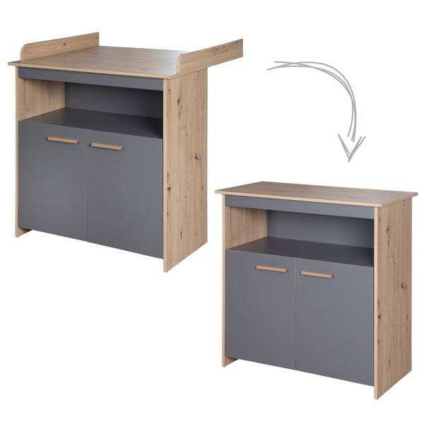 Babyzimmer Set Anna 3-teilig Grau - Eiche