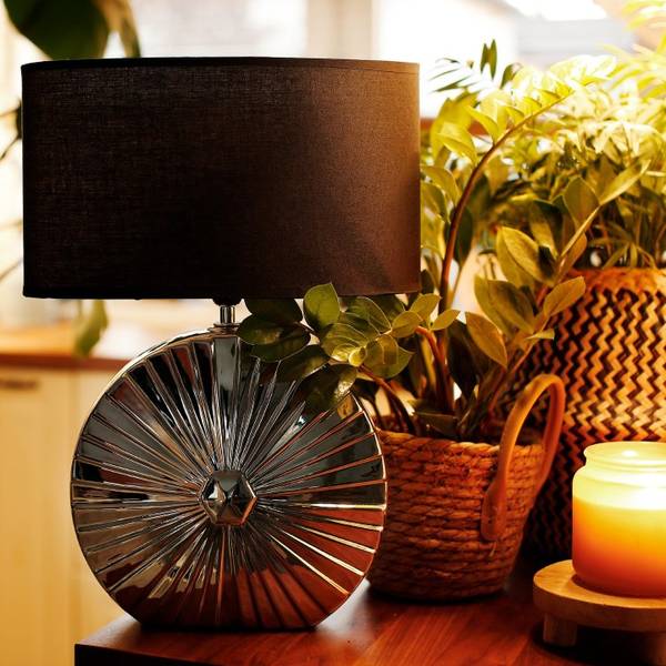 Lampe de table RITIM Noir - Argenté - Céramique - Textile - 31 x 44 x 18 cm