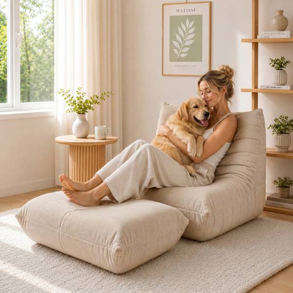 Sitzsack Sitzolo Podi Beige - Strukturstoff - Flachgewebe - 80 x 35 x 65 cm