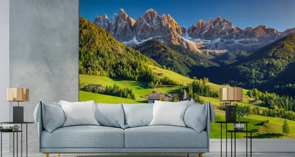 Papier peint Peinture de montagnes et d'arbres : w02587
