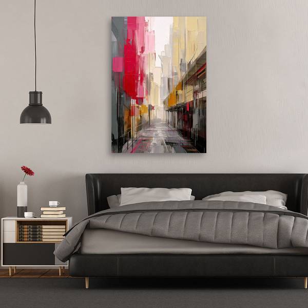 Wandbild stadt straße aquarell 80 x 120 cm