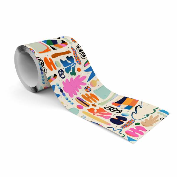 Behangrand Kleurrijke Patronen Abstractie zwart - blauw - groen - oranje - rood - vlies - 10 x 300 x 300 cm