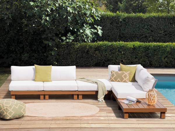 Set de salon SANZA Marron - Blanc - Métal - 240 x 70 x 240 cm