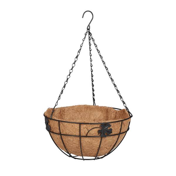 Blumenampel 3er Set Kokos Schwarz - Braun - Eisen - 31 x 48 x 31 cm