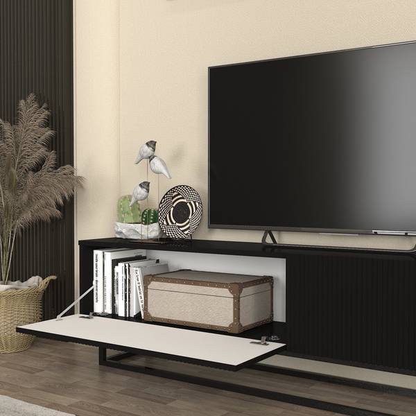 TV-Lowboard Verpsboga II Schwarz - Breite: 180 cm