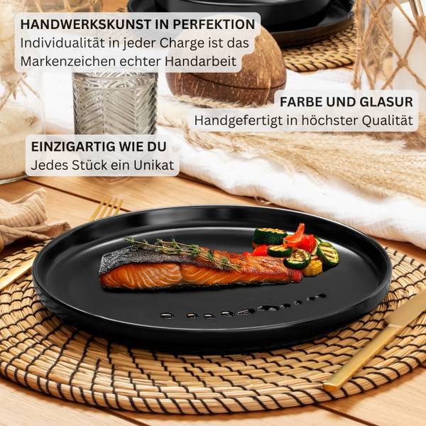 Tafelservice Madeira - 24-teilig Schwarz - Stein - 44 x 6 x 27 cm