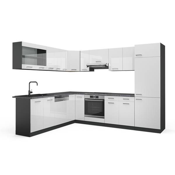 Cuisine en angle R-Line 42936 lot de 12 Anthracite - Blanc brillant
