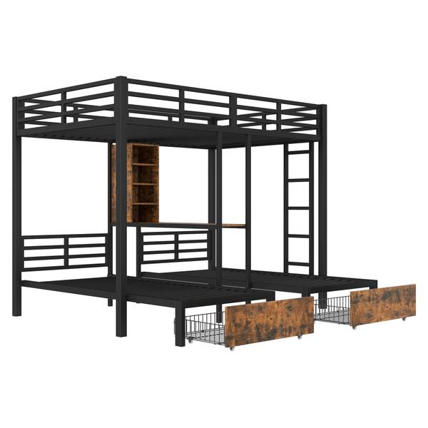 Etagenbett Arya Schwarz - Holzwerkstoff - Metall - 206 x 180 x 226 cm