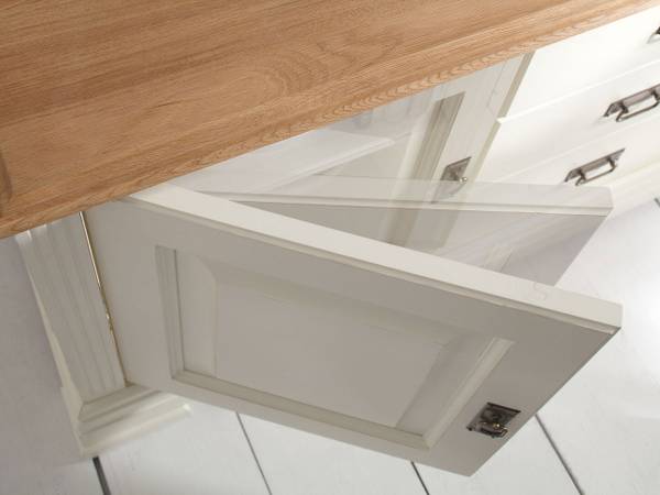Sideboard Novara 2-türig 4 Schubladen Braun - Weiß - Kiefer - Wildeiche - 111 x 91 x 45 cm