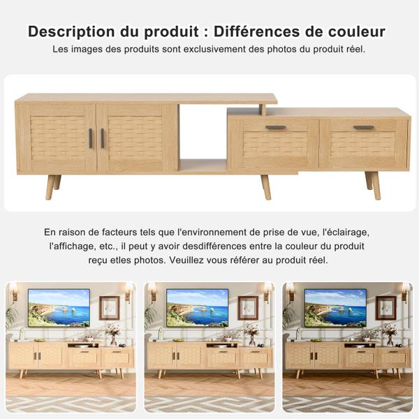 TV-Schrank Lowboard HYF01 Braun - Massivholz - 30 x 44 x 169 cm