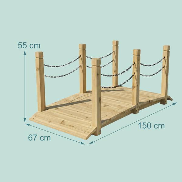 Garten Brücke mit Ketten Schwarz - Hellbraun