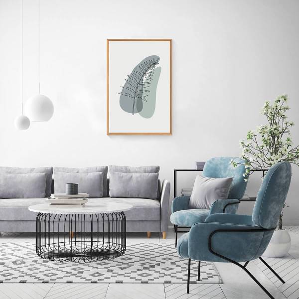Tableau mural encadré gris abstrait Bleu - Acacia - 95 x 65 x 3 cm
