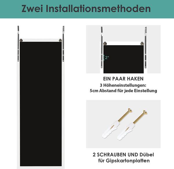 COSTWAY Volledige spiegel, 33 x 120 cm, 2-in-1 wandspiegel en deurspiegel, hangspiegel, spiegel voor garderobe, slaapkamer, woonkamer (zwart