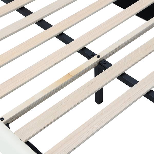 Polsterbett Lotte Beige - Holzwerkstoff - Massivholz - Kunstleder - 95 x 107 x 206 cm