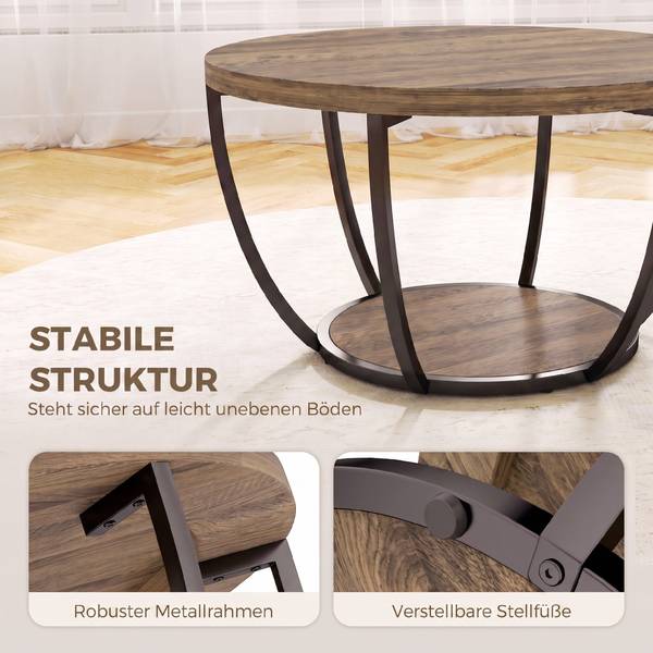 Couchtisch 83B-870V00BN Braun - Eisen - 80 x 44 x 80 cm