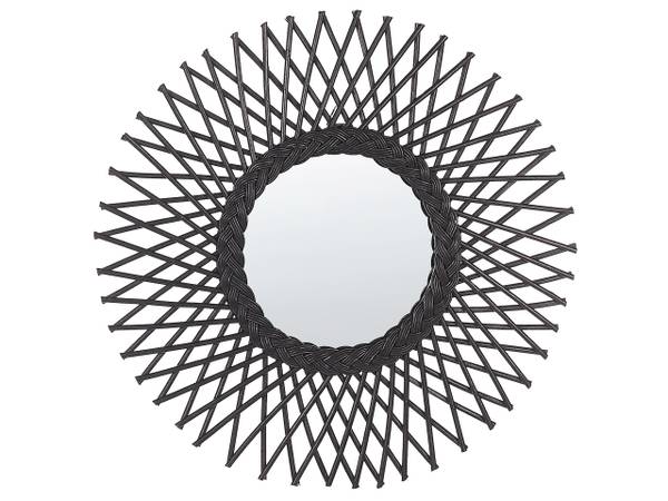 Wandspiegel TAGOLU Schwarz - Rattan - 60 x 60 x 1 cm