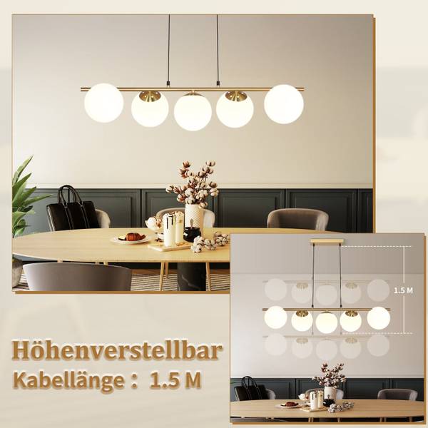 Hanglamp Glaube II met 5 lichtbronnen 20 x 174 x 90 cm